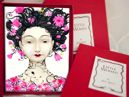 Little woman 03 de Ana Juan. Estampa digital con impresión múltiple editada por No time, estampada por el taller de Serigrafía Manolo Gordillo