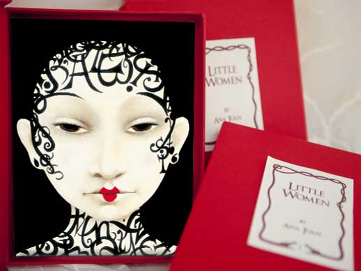 Little woman 04 de Ana Juan. Estampa digital con impresión múltiple editada por No time, estampada por el taller de Serigrafía Manolo Gordillo